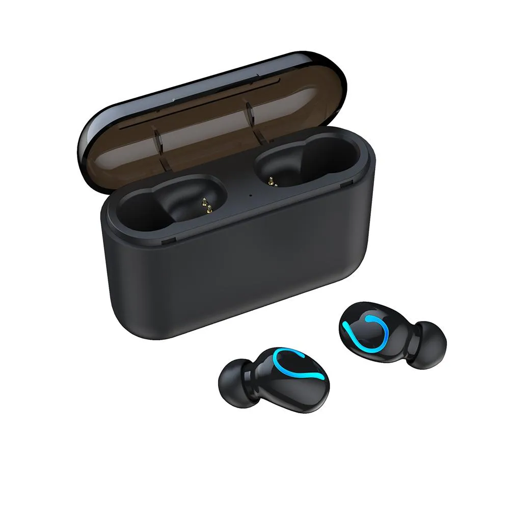 HBQ-Q32 Wireless Stereo Bluetooth 5.0 Charging Warehouse Sports Handsfree Gaming Earphone TWS Airbud With Long Playtime And Mic (Black)