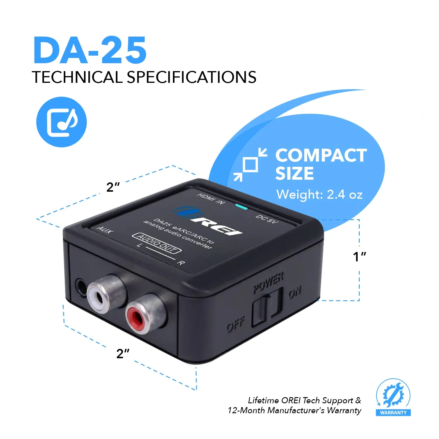 HDMI (EARC/ARC) To Analog Audio Converter Over RCA (DA25)