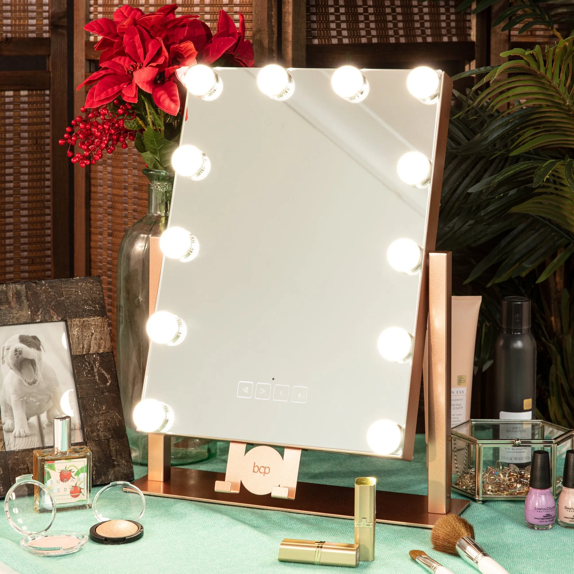 Hollywood Vanity Mirror w/ Bluetooth Speakers, 3 Color Temps, Phone Stand