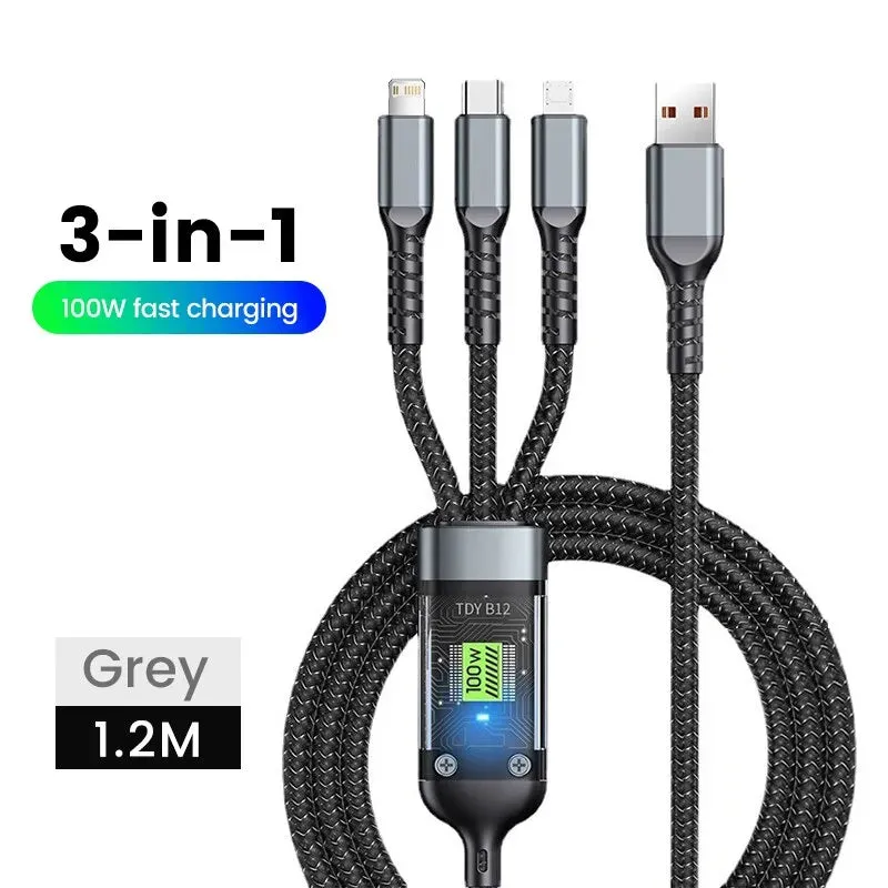 iPhone Fast Charger Cable | 3-in-1 100W 5A USB To Type-C