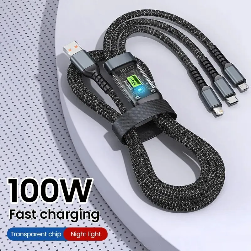 iPhone Fast Charger Cable | 3-in-1 100W 5A USB To Type-C