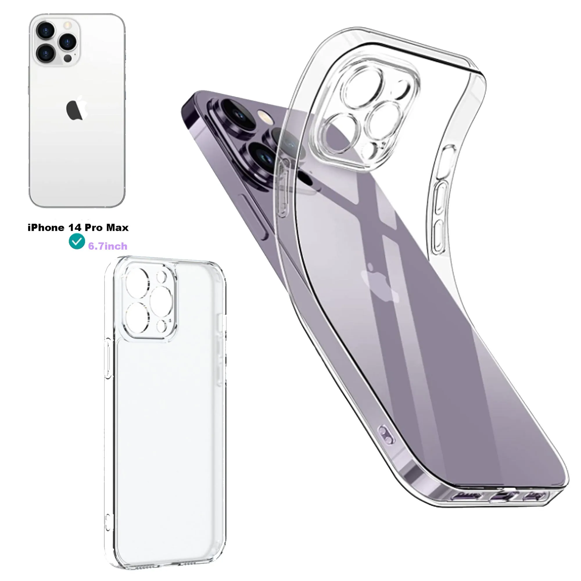 IPhone14 Pro Max Case Full Lens Protector Protective Phone Cases Slim Thin Anti-Fingerprint Cover