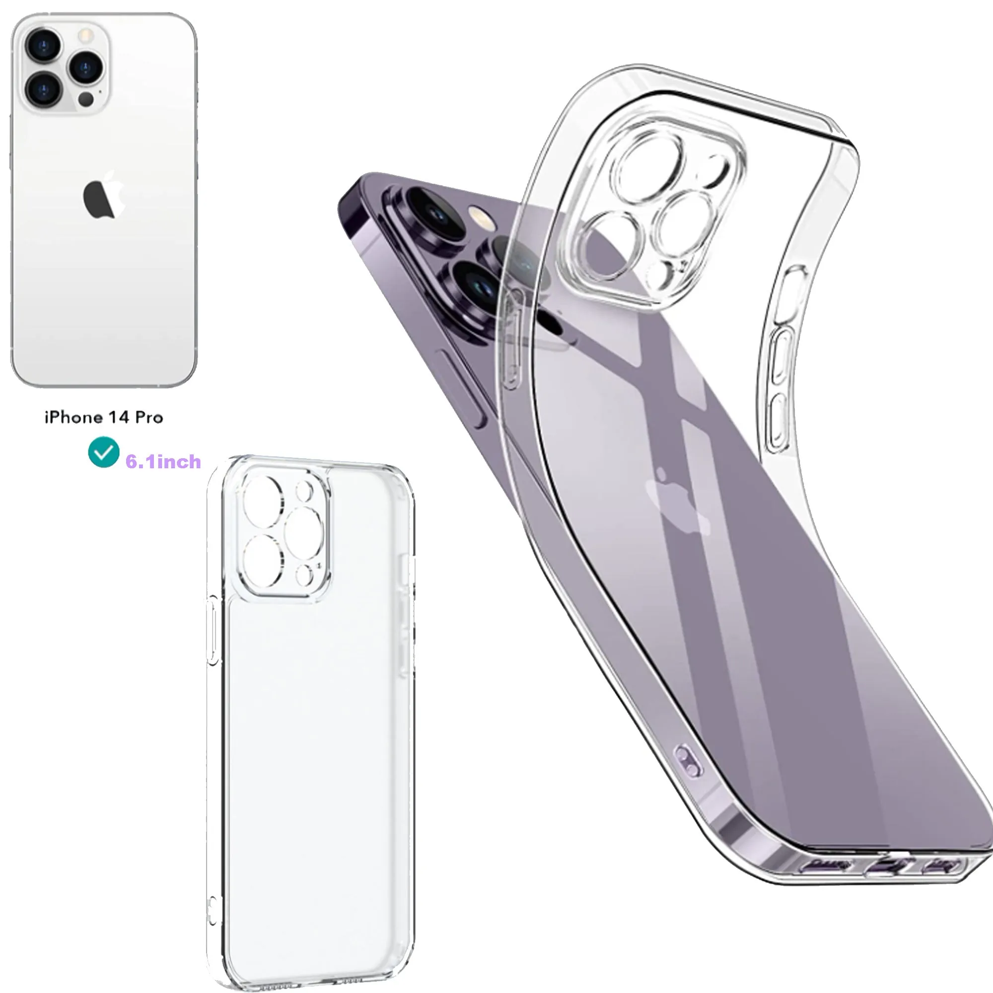 IPhone14 Pro Max Case Full Lens Protector Protective Phone Cases Slim Thin Anti-Fingerprint Cover