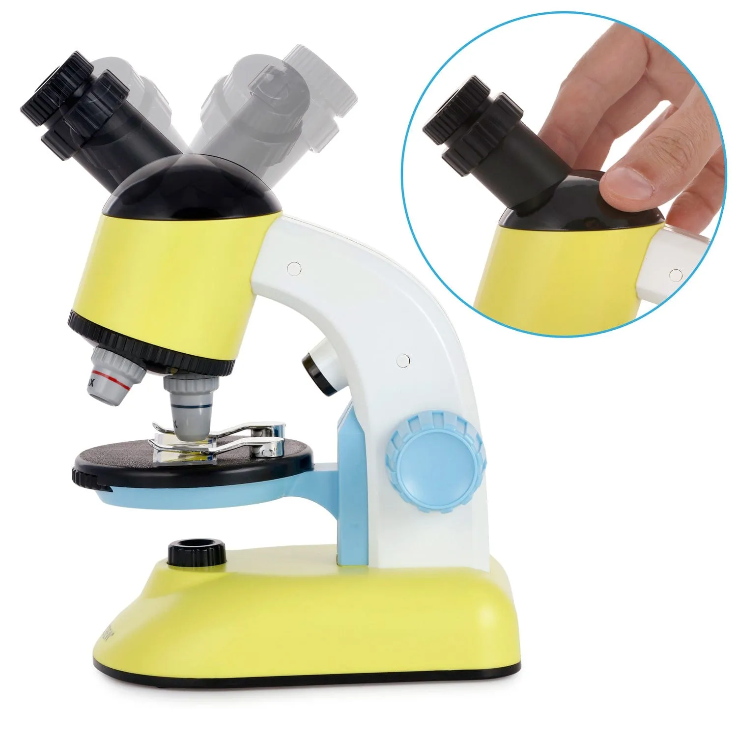 IQCREW by AmScope - 52 Piece All-in-One Kid's Compound Microscope Kit w/Dual LED Illuminators, Rotating Head, and Accessory Kit   Optional Educational Literature