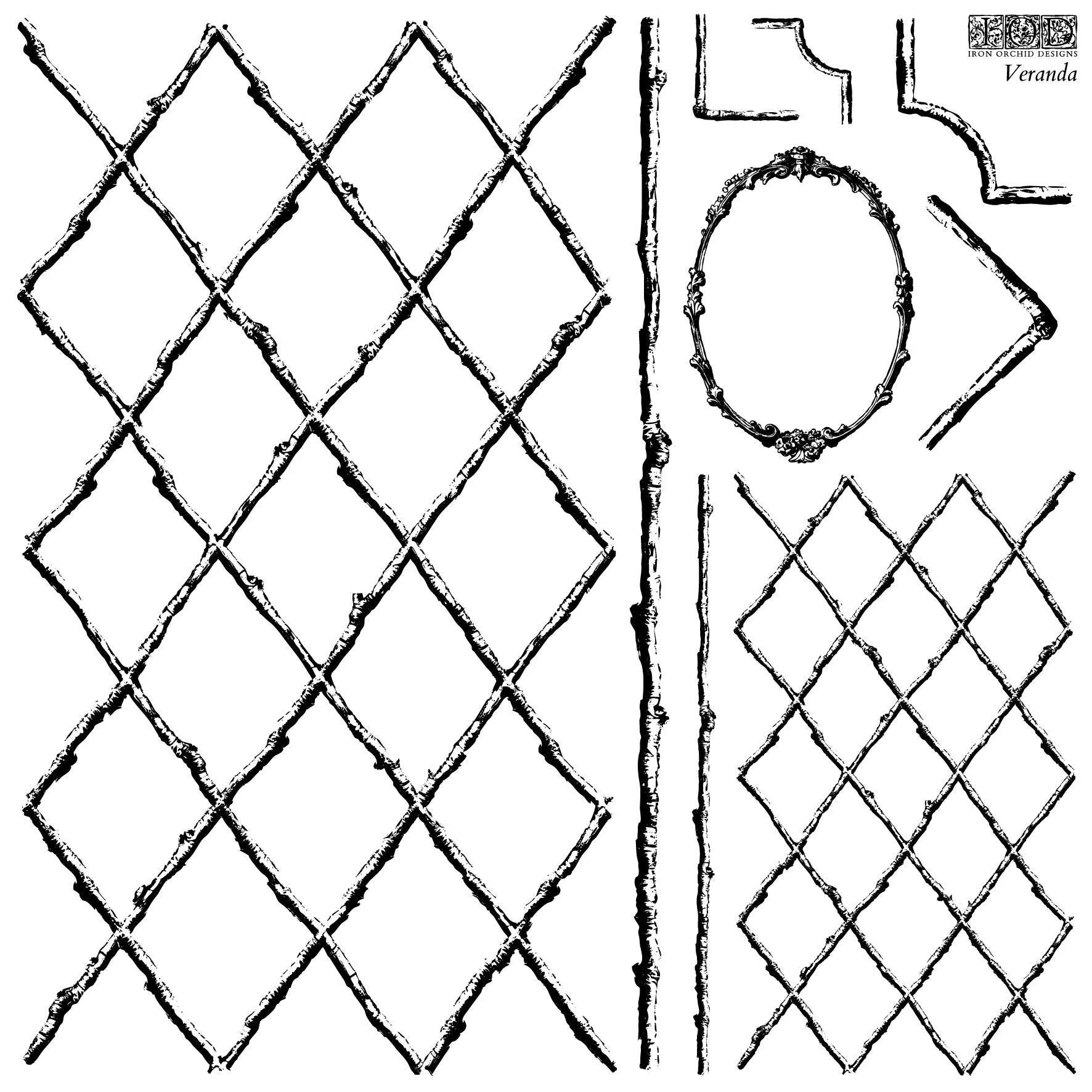 Iron Orchid Designs Veranda IOD Stamp 2 sheets 12 x 12 inches