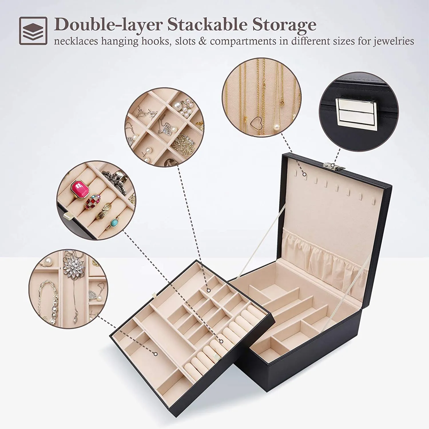 Jewelry Box Storage Case with Two Layers Display | ProCase