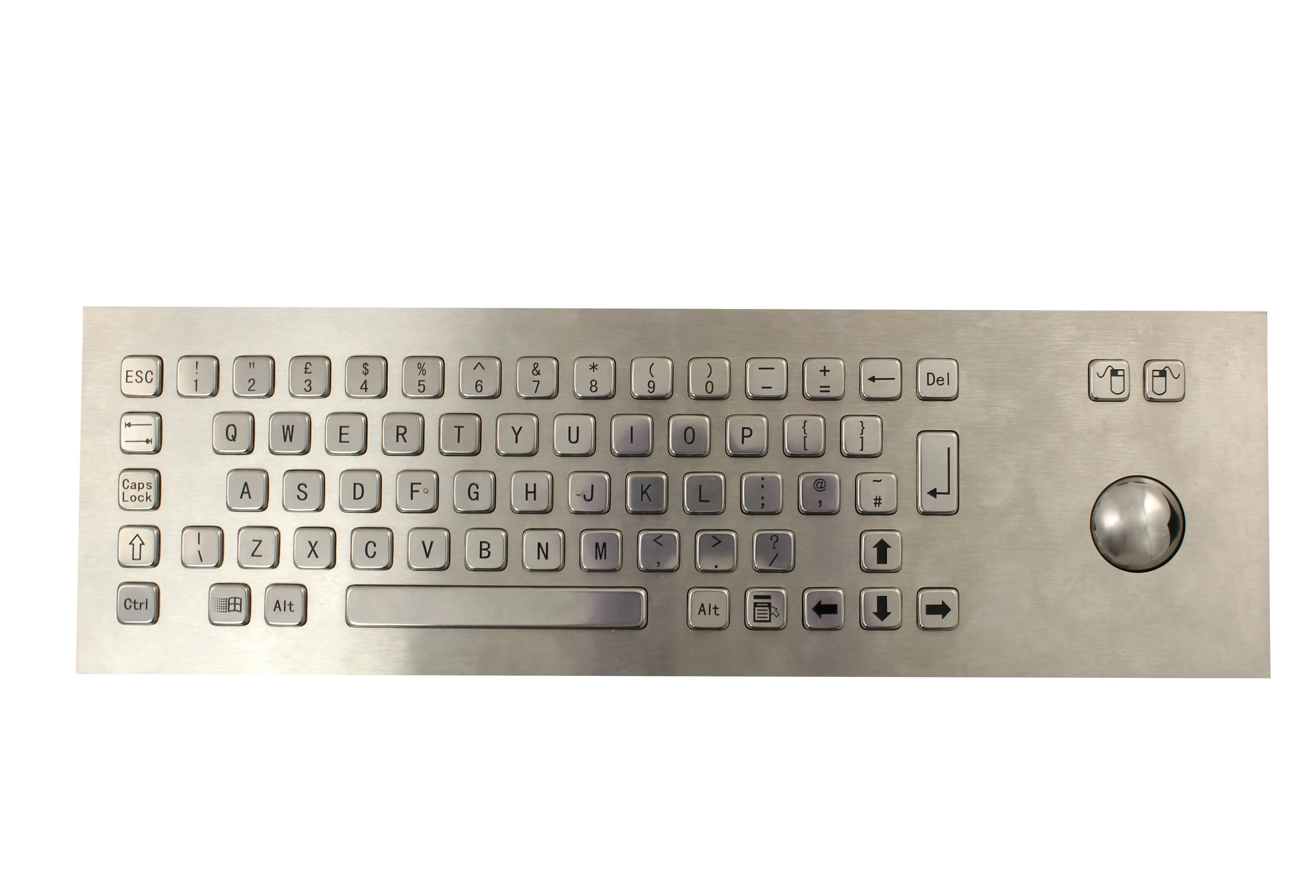 KBS-PC-I Stainless Steel Panel Mount Keyboard with Trackball