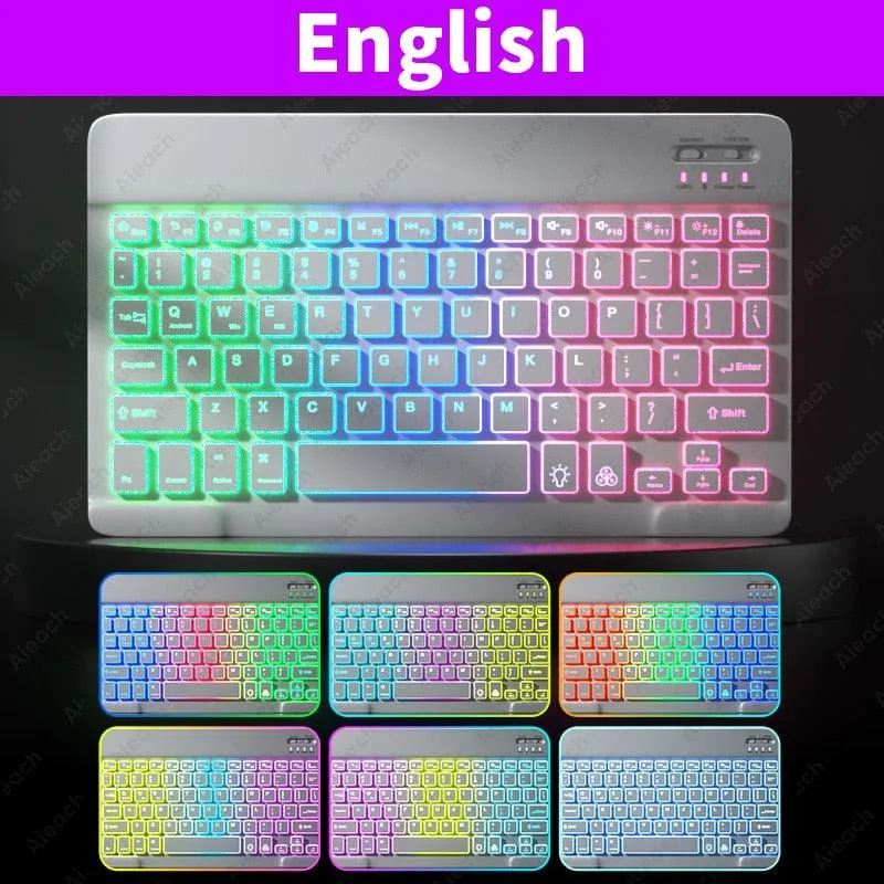 Keyboard For Tablet Android iOS Windows Wireless Mouse Keyboard Bluetooth-compatible Rainbow Backlit Keyboard For iPad Phone