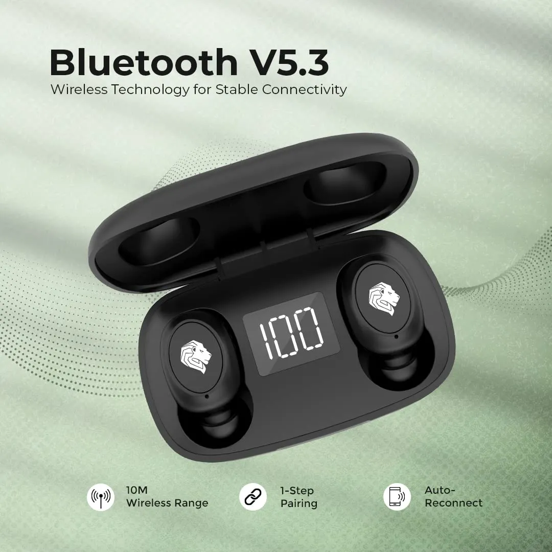 Kratos Buds Plus Wireless in- Earbud Headphones, Bluetooth v5.3, Touch Control Headphones, HiFi Stereo, 12H Playtime with LED Display Charging Case