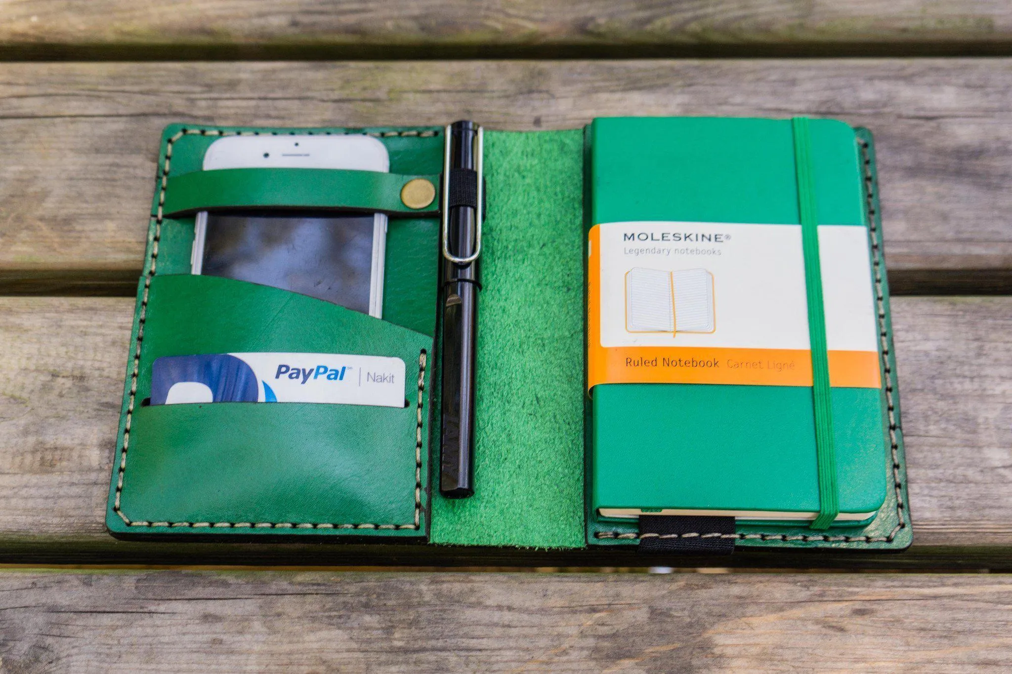 Leather Rhodia A6 Notebook Cover - Green