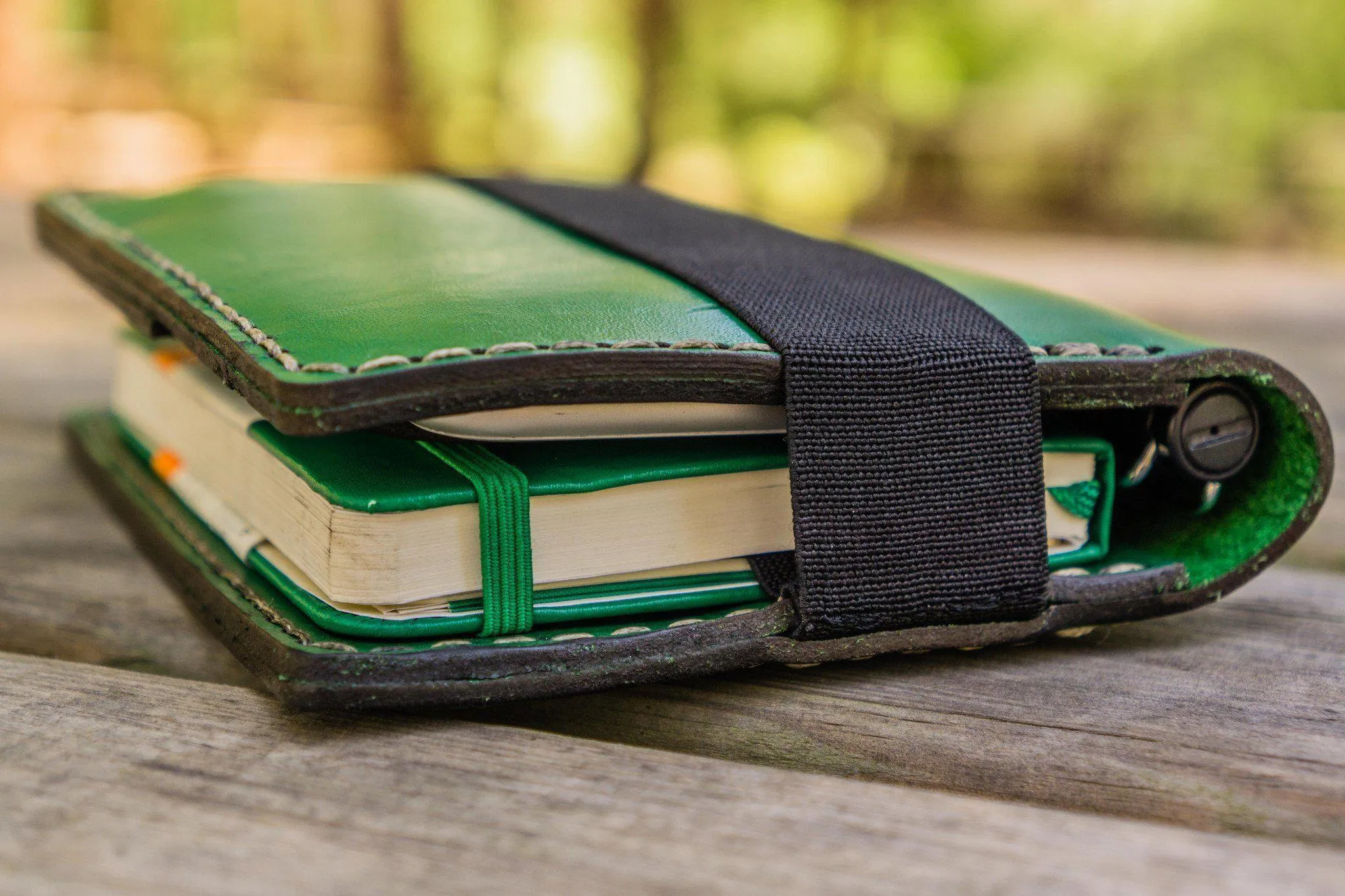 Leather Rhodia A6 Notebook Cover - Green