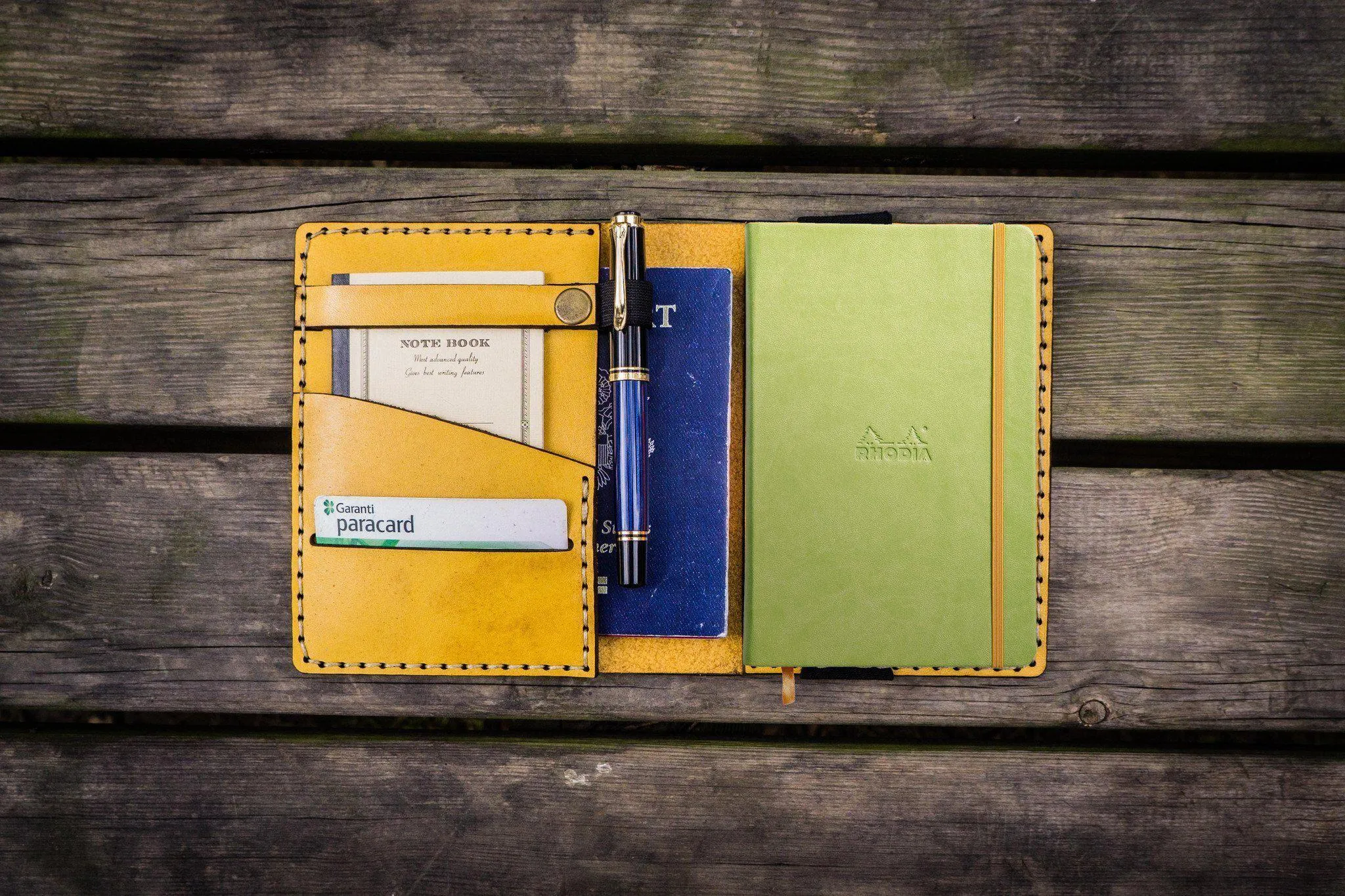 Leather Rhodia A6 Notebook Cover - Yellow