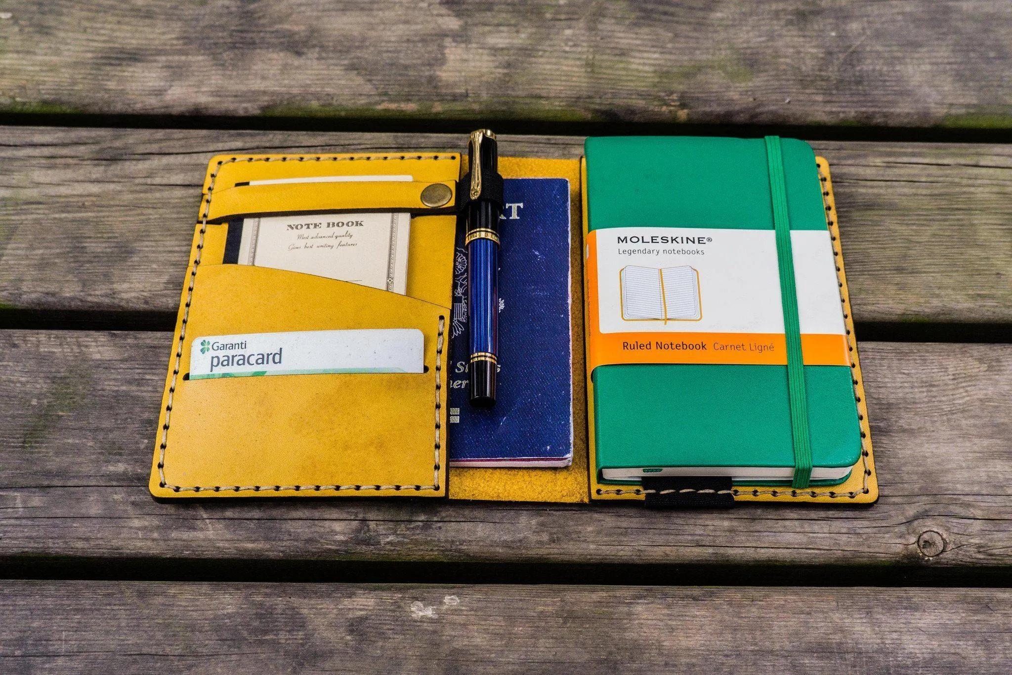 Leather Rhodia A6 Notebook Cover - Yellow