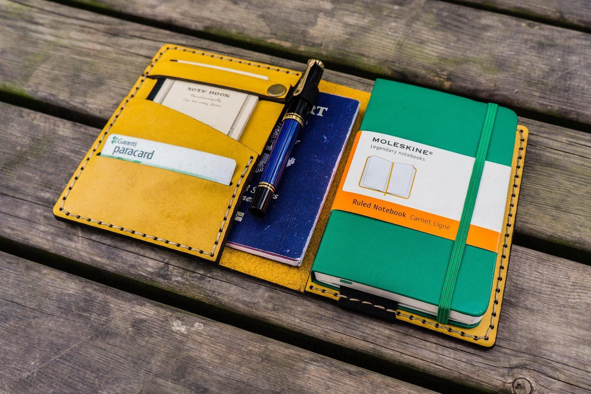 Leather Rhodia A6 Notebook Cover - Yellow