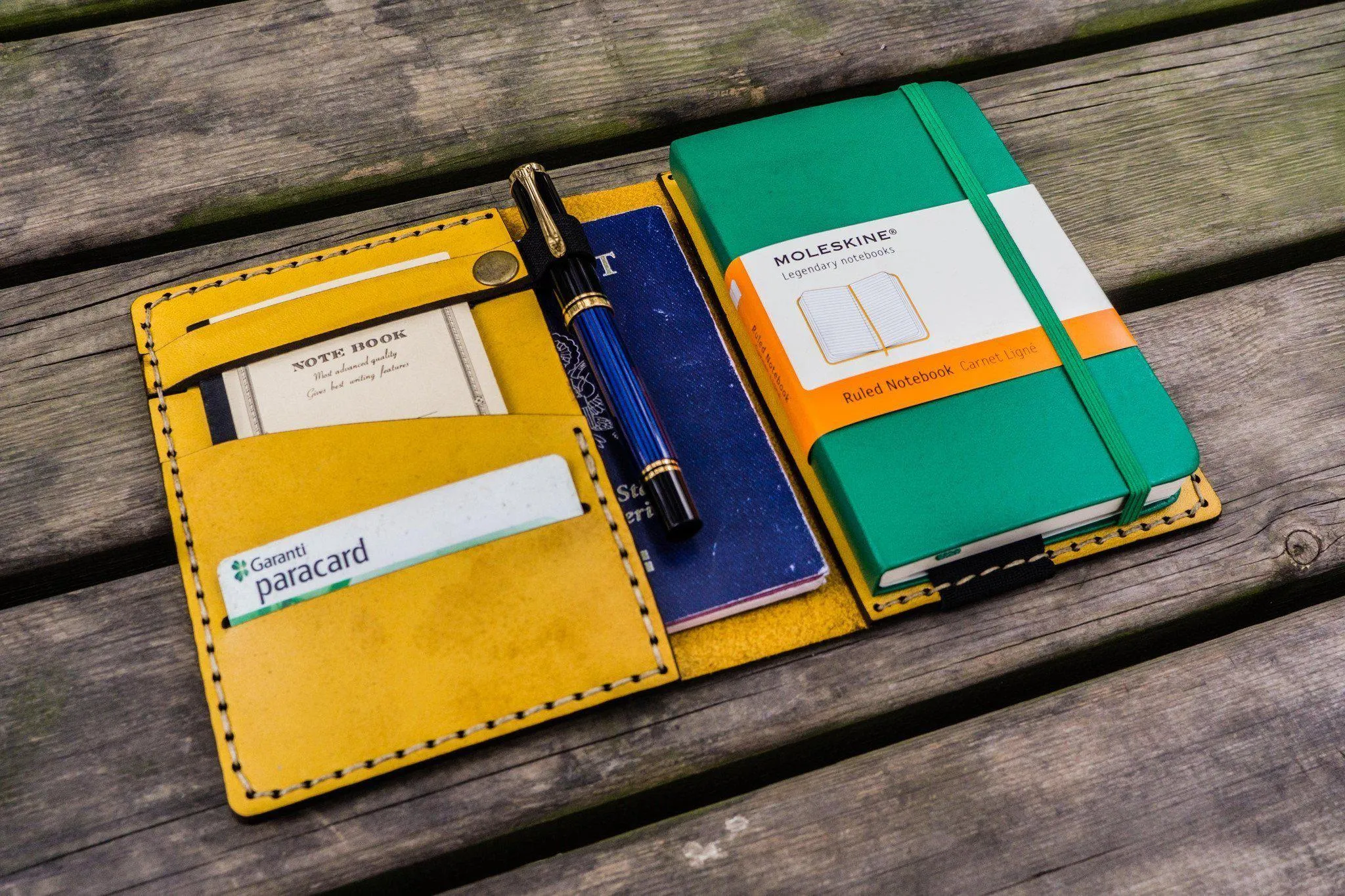 Leather Rhodia A6 Notebook Cover - Yellow