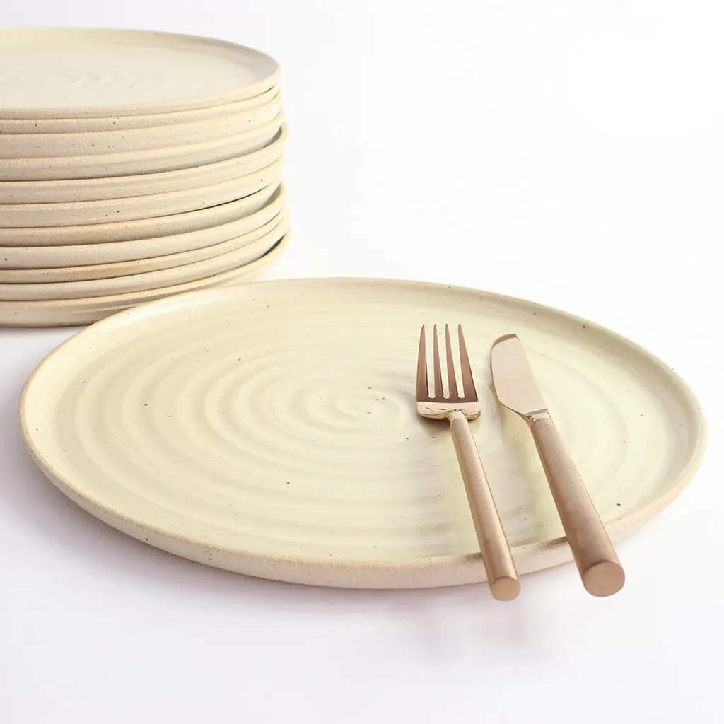 Light Yellow Dinner Plate Stone Series By Habulous Ceramics