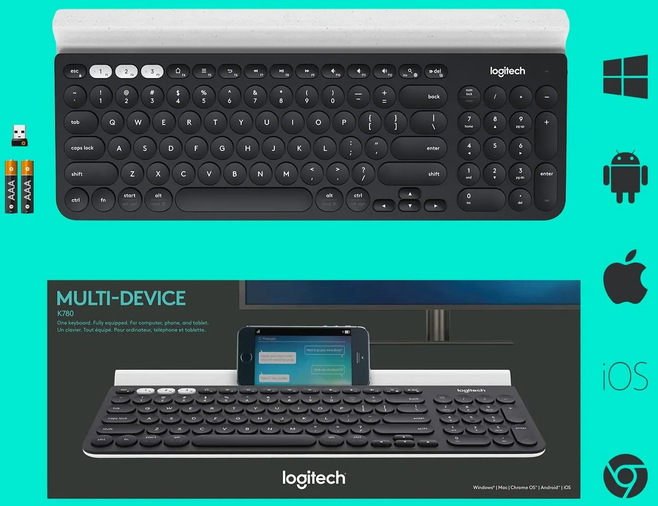 Logitech K780 多工無線鍵盤 (中文版) - Black 黑色 920-008029 原裝行貨