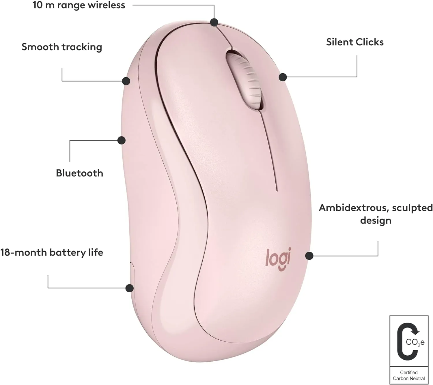 Logitech M240 靜音藍牙滑鼠 - Pink 粉紅色 910-007124 原裝行貨