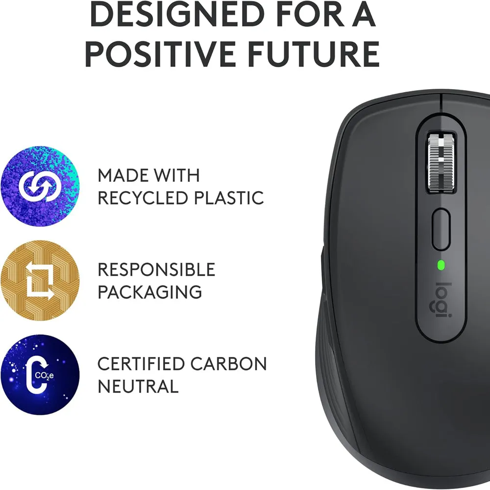 Logitech MX Anywhere 3S Wireless Optical Mouse For Business with Up to 8000 DPI, 4 Customizable Buttons, and Logi Bolt and Bluetooth Connectivity for PC and Laptop Computers - Graphite