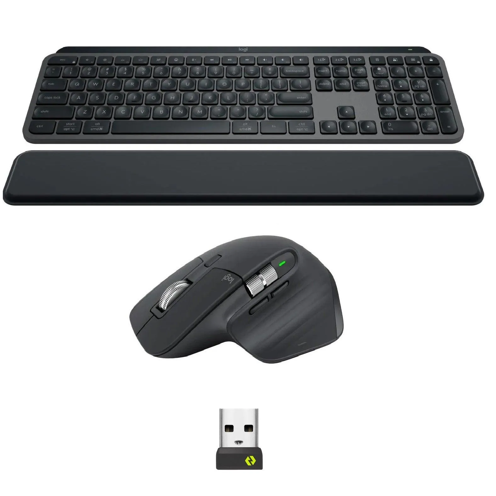 Logitech MX Keys S Bluetooth Combo Master 3S   Mouse   Keyboard   Palm Rest Graphite Set