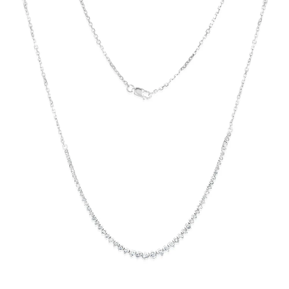 Luminesce Lab Grown 1 Carat Diamond Cable Chain Necklace in 9ct White Gold