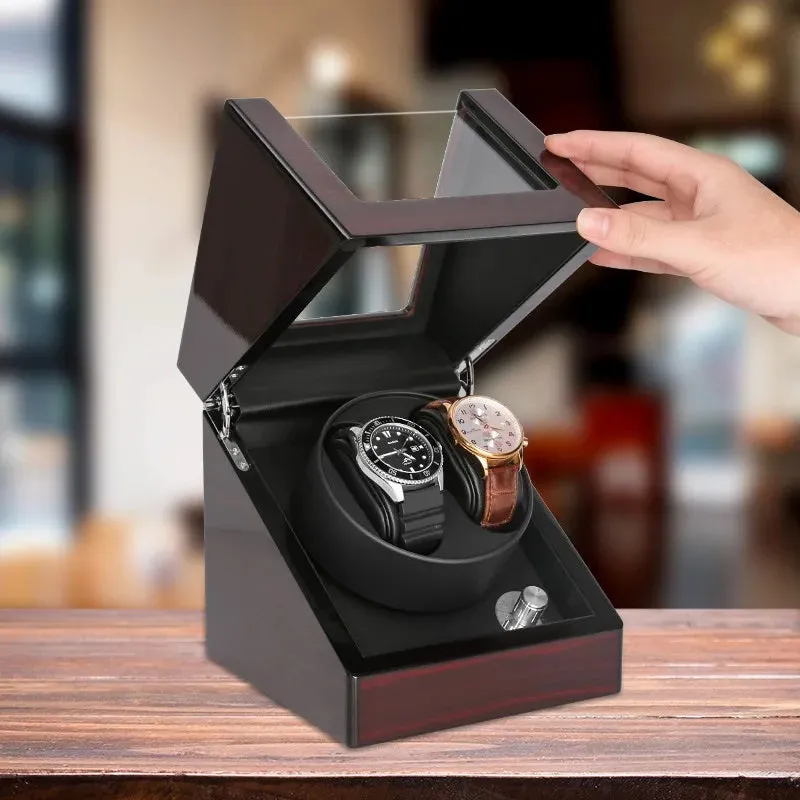 Luxury Automatic Wood Polish Design Watch Winder Fine Stand Case With USB Power Adapter