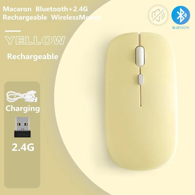 Macaron Rechargeable Wireless Bluetooth Mouse 2.4G USB