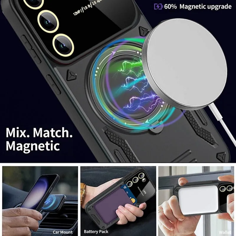 Magsafe Magnetic Adsorption Phone Case Hard Metal Rotating Ring Car Holder For Samsung S23