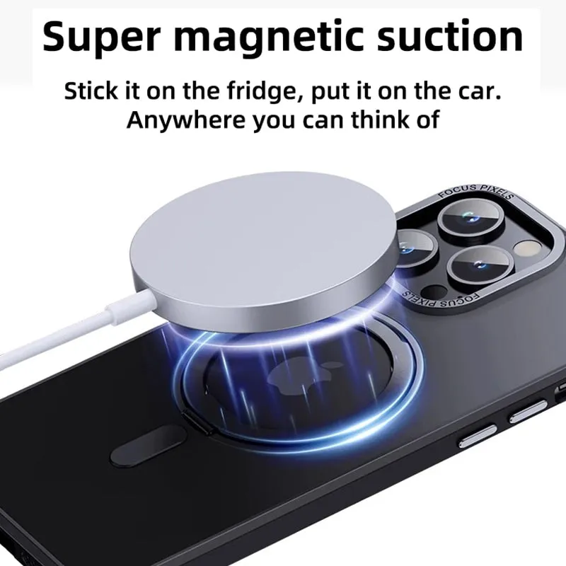 Magsafe Translucent Matte Phone Case With 360° Rotational Metal Stand For iPhone