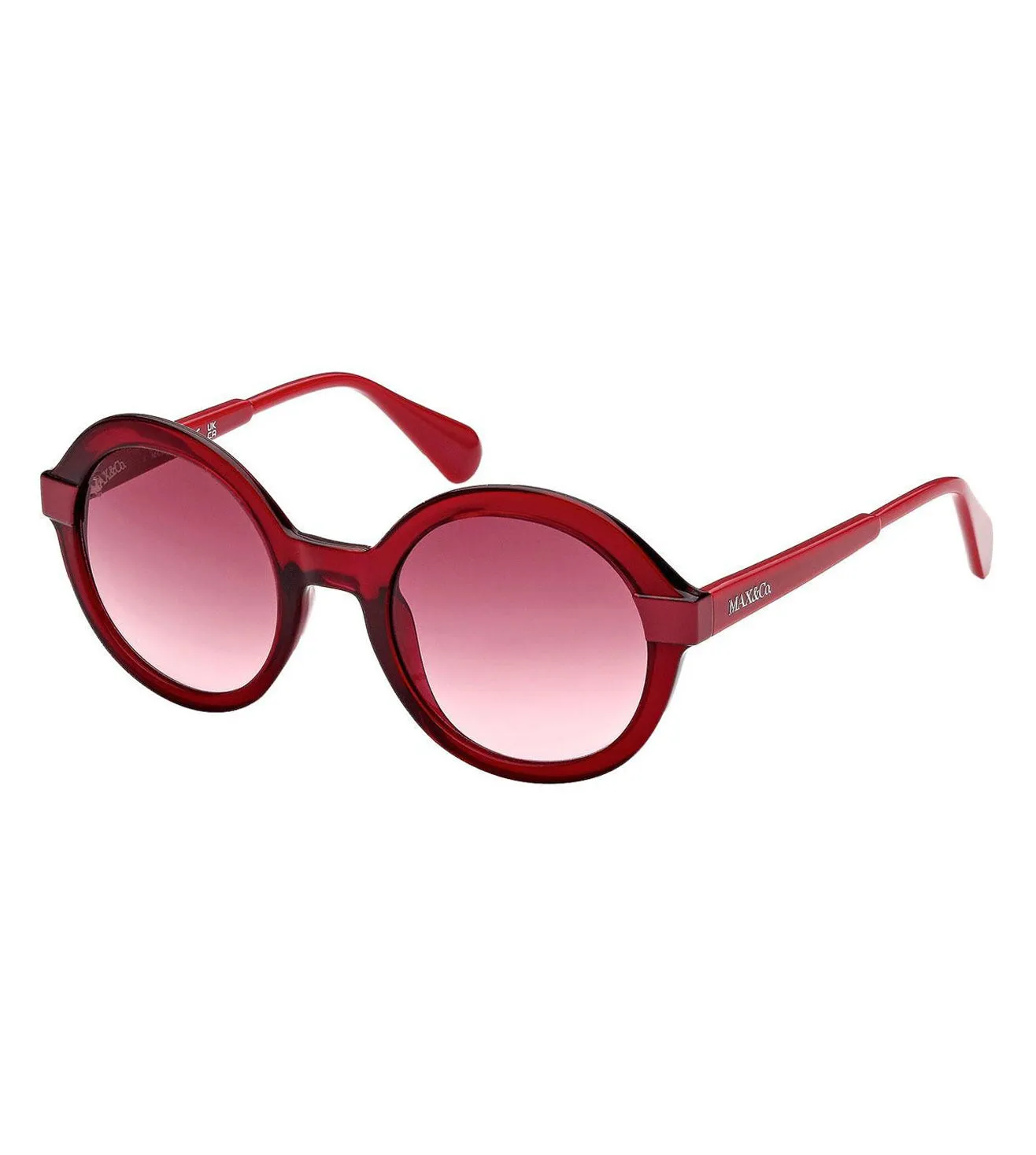 Max Mara Women's Red Gradient-Mirrored Round Sunglasses