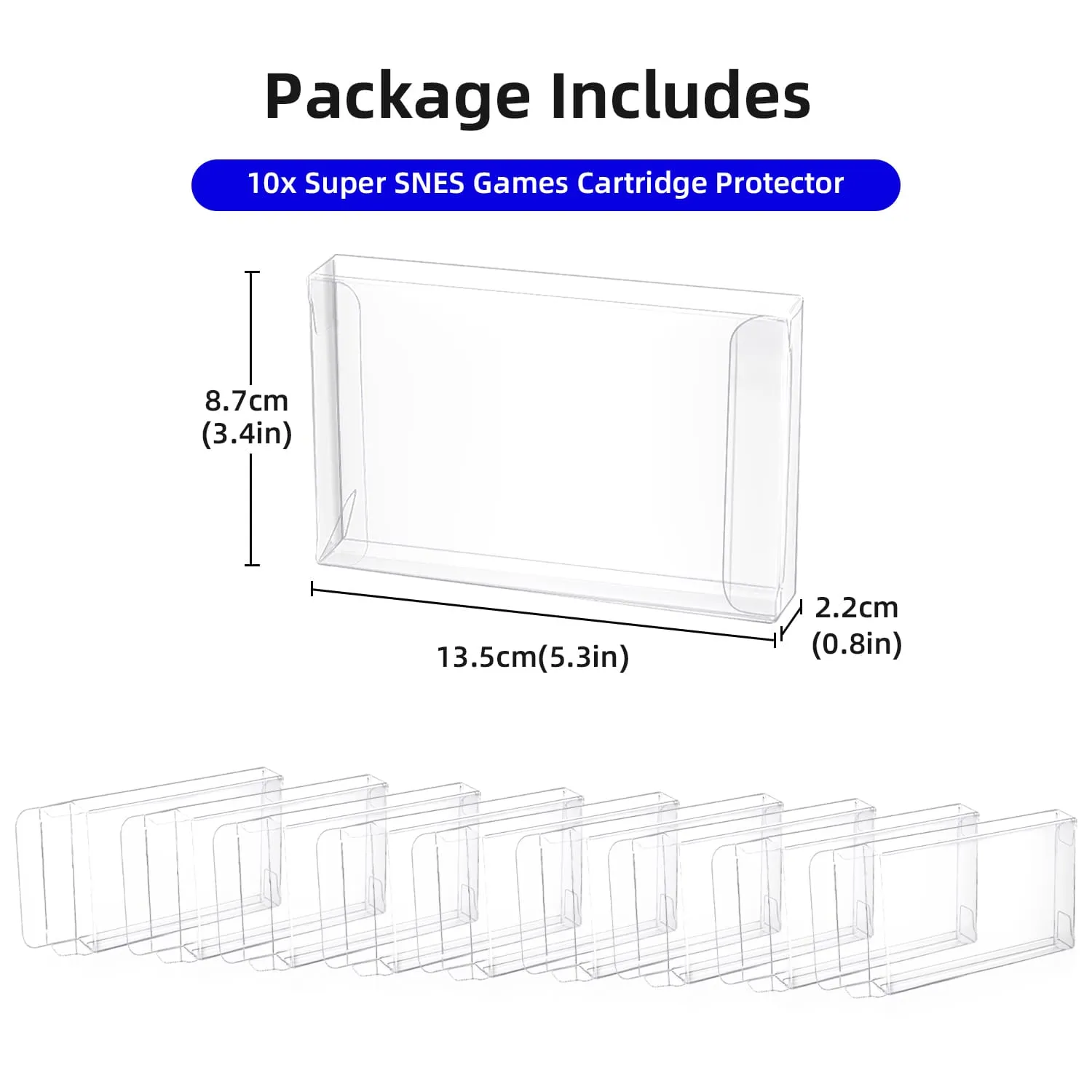 Mcbazel Lot 10 Clear Case Sleeve Protector for Super Nintendo SNES Games Cartridge (Set of 10)