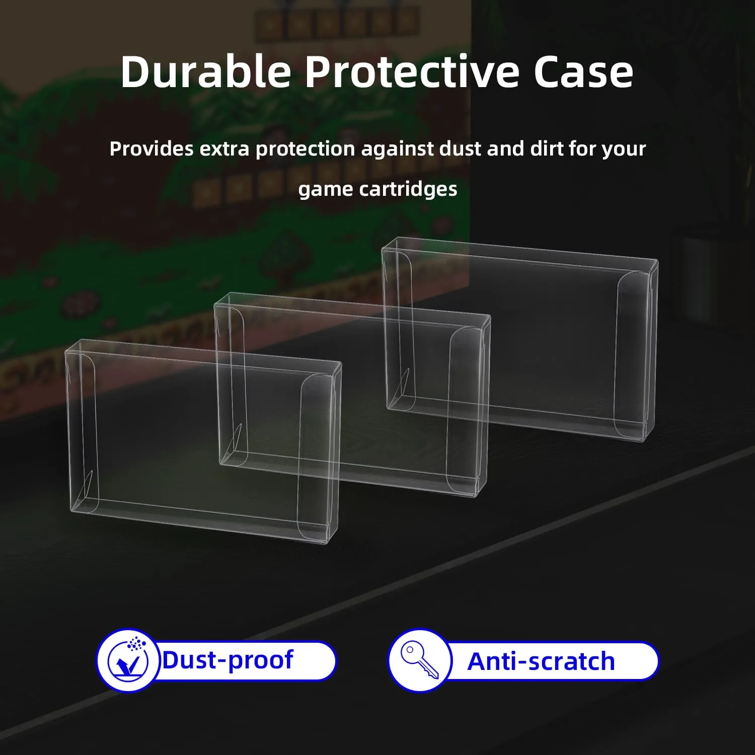 Mcbazel Lot 10 Clear Case Sleeve Protector for Super Nintendo SNES Games Cartridge (Set of 10)