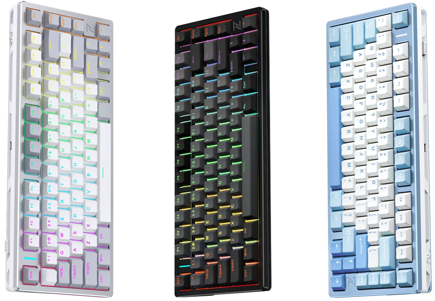 MCHOSE Z75 RGB Hot-Swappable 75% Layout 三模半金屬無線機械鍵盤 (風信子軸) - Silver 銀龍色