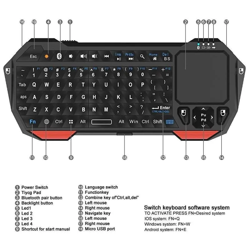 Mini Bluetooth Keyboard with Touchpad