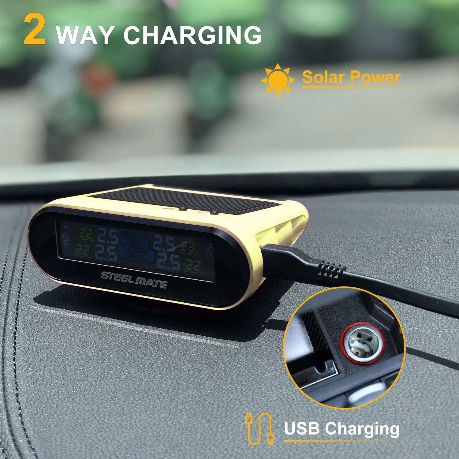 Mini One-s Yellow Multi-Function Tire Pressure Monitoring System Auto Backlight Sleep Awake