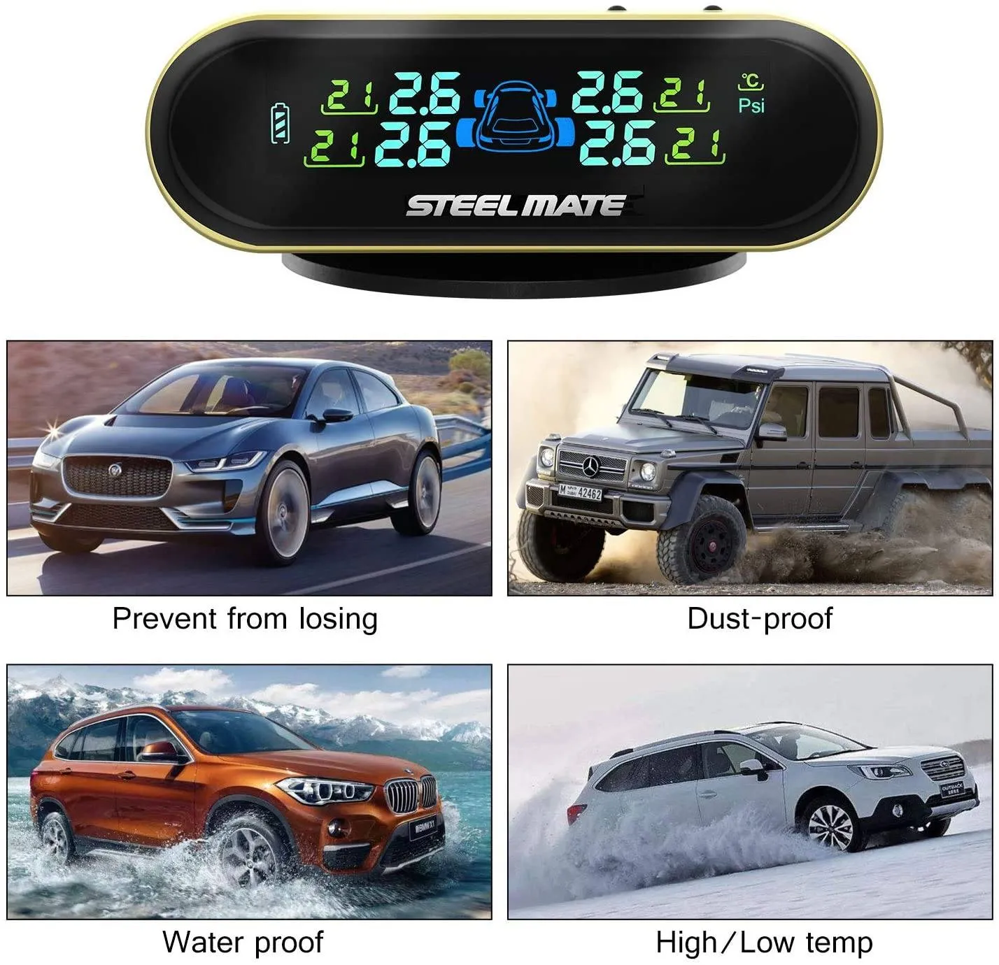 Mini One-s Yellow Multi-Function Tire Pressure Monitoring System Auto Backlight Sleep Awake