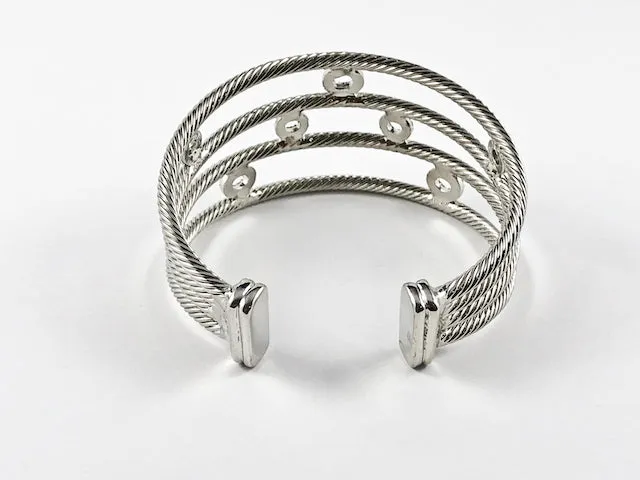 Modern Cable Wire Open Circle Disc Design Cuff Design Brass Bangle