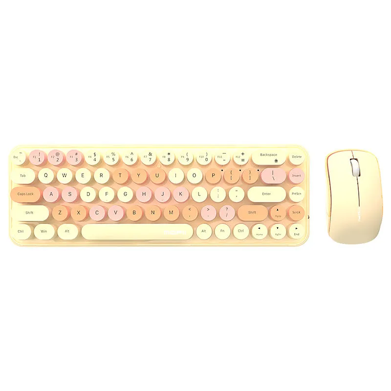 MOFII Keyboard And Mouse Sets With Excellent Color Matching Wireless Keyboard And Mouse Sets, Reliable 2.4 GHz Connectivity For PC, Laptop, Smart TV And More (Milk Tea Color)