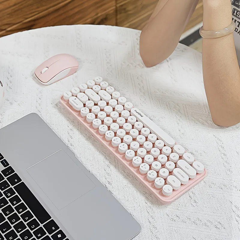 MOFII Keyboard And Mouse Sets With Excellent Color Matching Wireless Keyboard And Mouse Sets, Reliable 2.4 GHz Connectivity For PC, Laptop, Smart TV And More (Milk Tea Color)