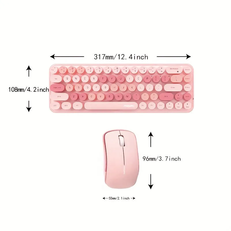 MOFII Keyboard And Mouse Sets With Excellent Color Matching Wireless Keyboard And Mouse Sets, Reliable 2.4 GHz Connectivity For PC, Laptop, Smart TV And More (Milk Tea Color)