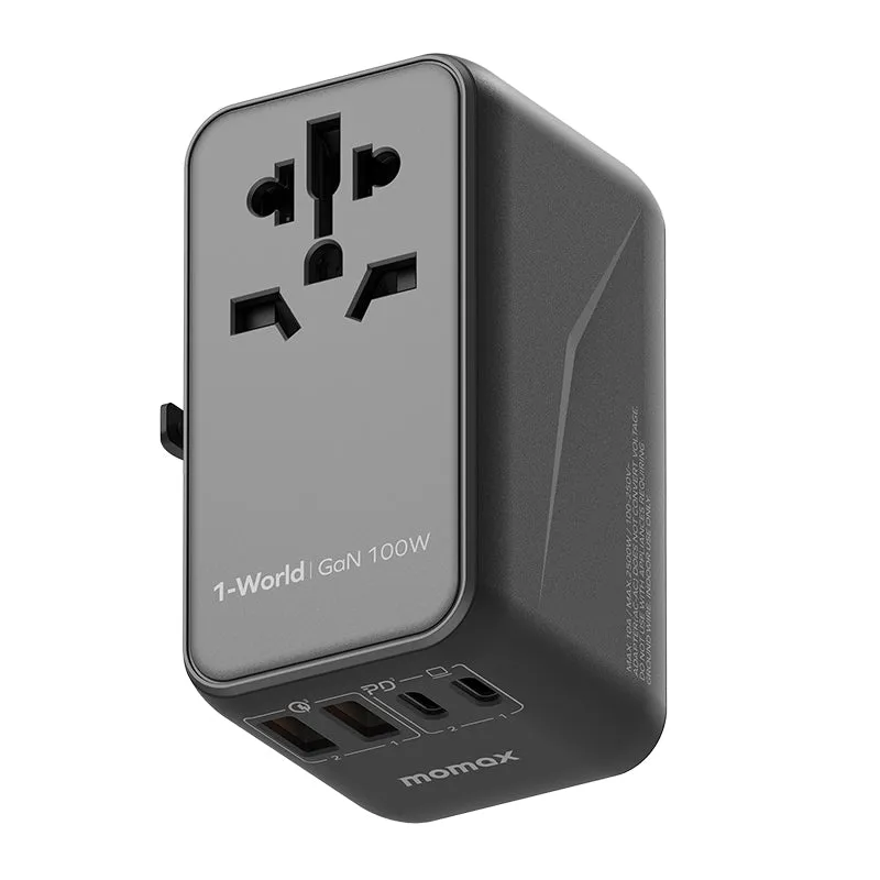 MOMAX 1-World PD 100W GaN 4-Port   AC Charger Universal Travel Adapter