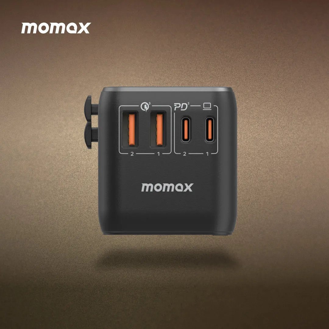 MOMAX 1-World PD 100W GaN 4-Port   AC Charger Universal Travel Adapter