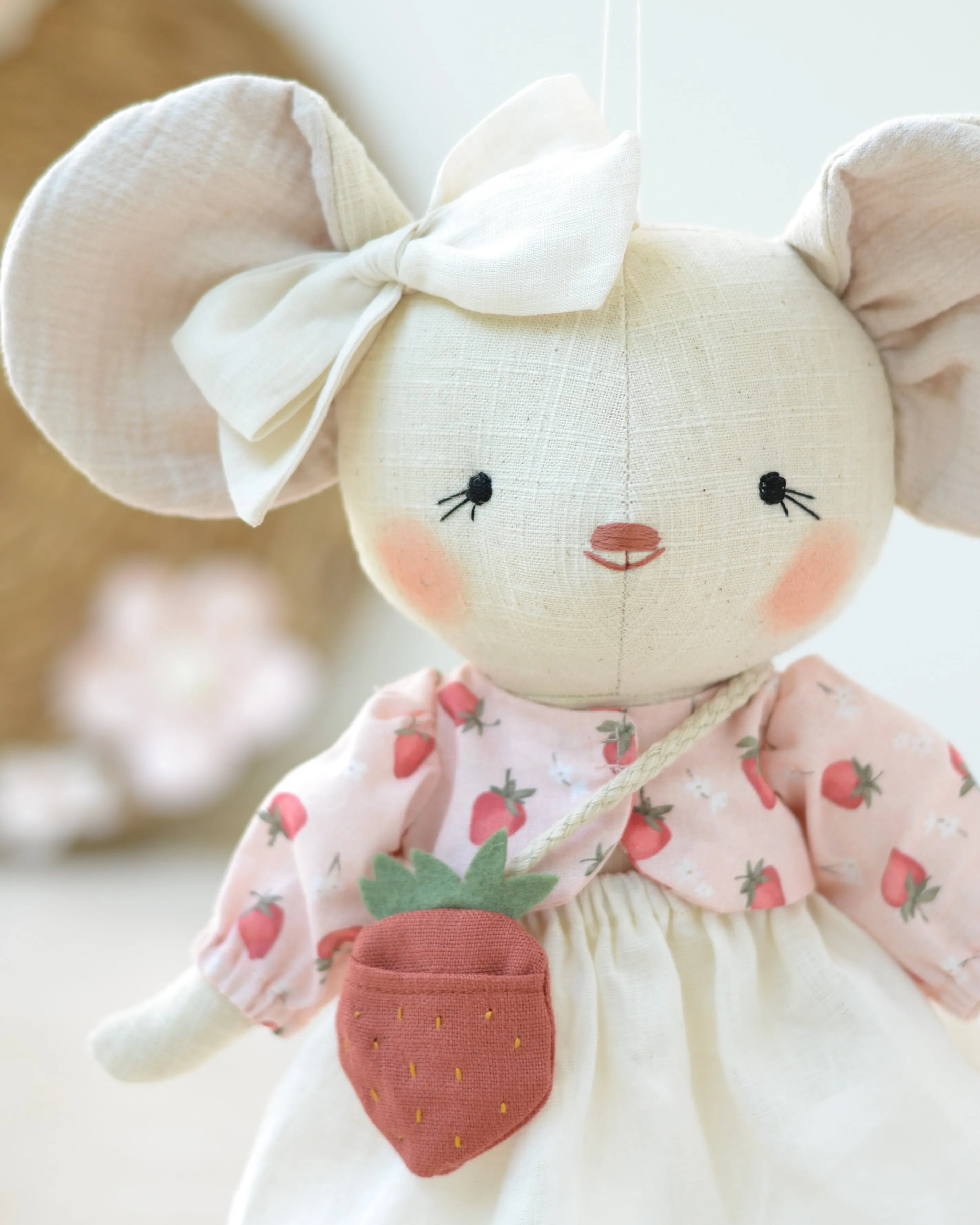 Mouse Soft Toy | Strawberry Jacket and Bag