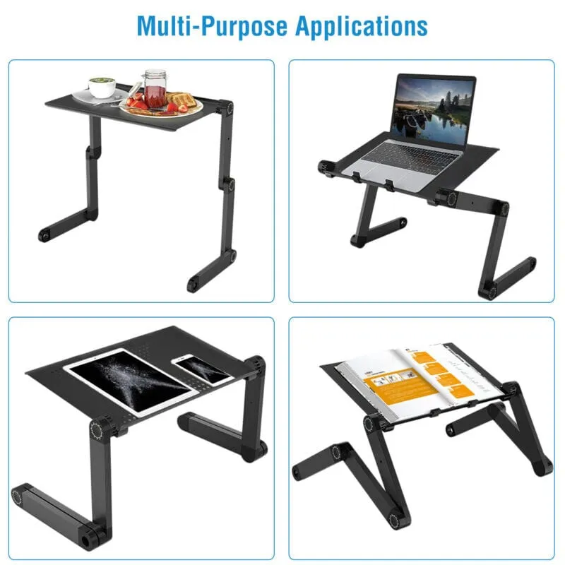 MTEKPro™ Adjustable Laptop Table Stand: 360° Aluminum Lap Tray, Sofa/Bed Desk