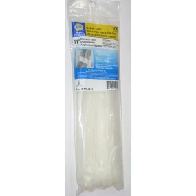 Napa 770-9213 Standard Duty White Cable Ties 0.19 x 11" Long Nylon 6/6 100pk