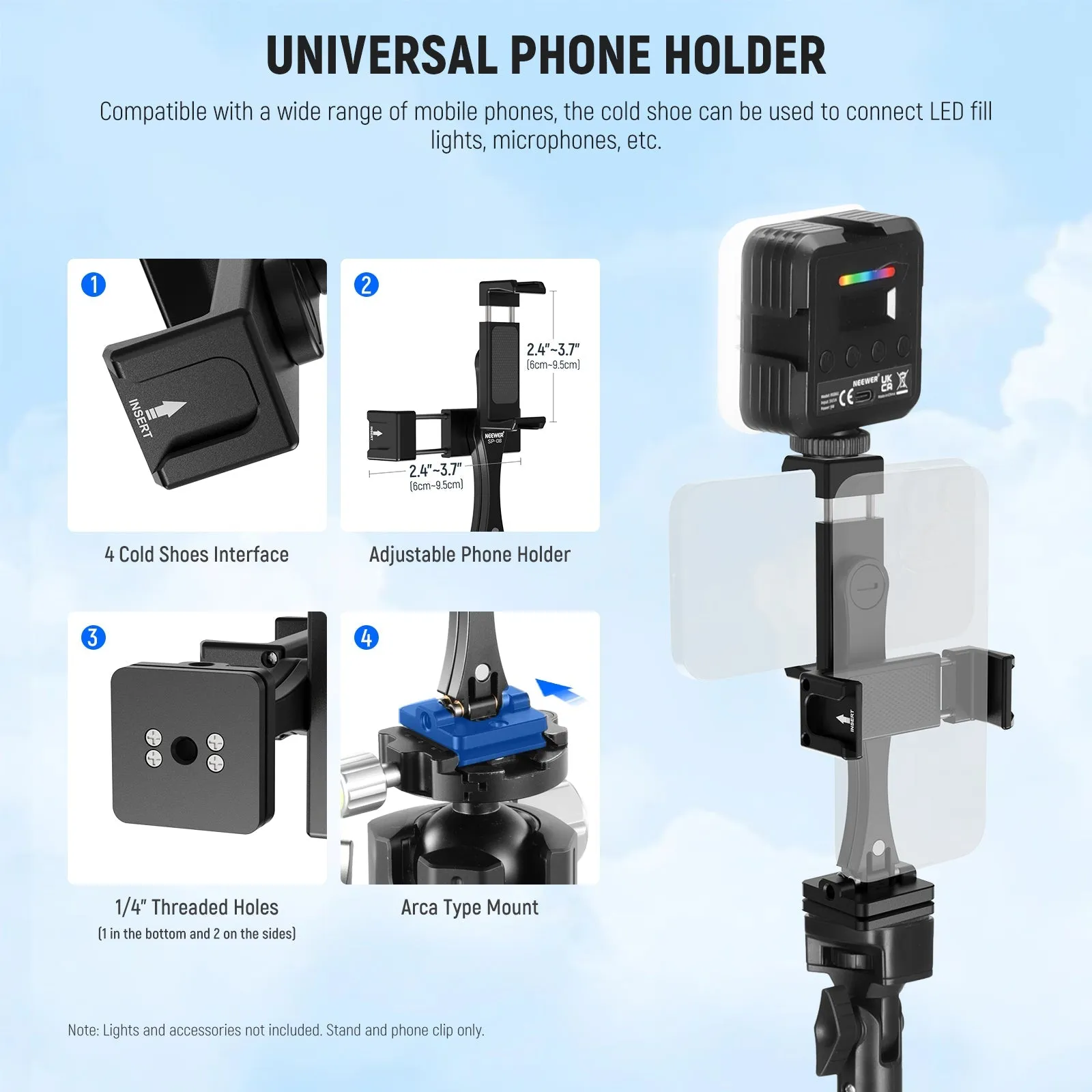 NEEWER ST155 SP-08 18"-61" Phone Tripod & Selfie Stick