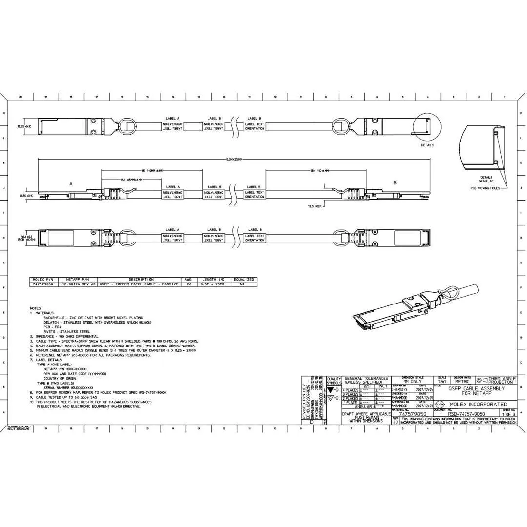 NetApp NO_FRU_Mellanox_MCP1650-V001E30_1m - 1m Data Cable with Plug QSFP56/QSFP56 | NO_FRU_Mellanox_MCP1650-V001E30_