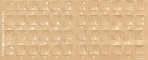 Norwegian Keyboard Stickers - Labels - Overlays with Blue Characters for White Computer Keyboard