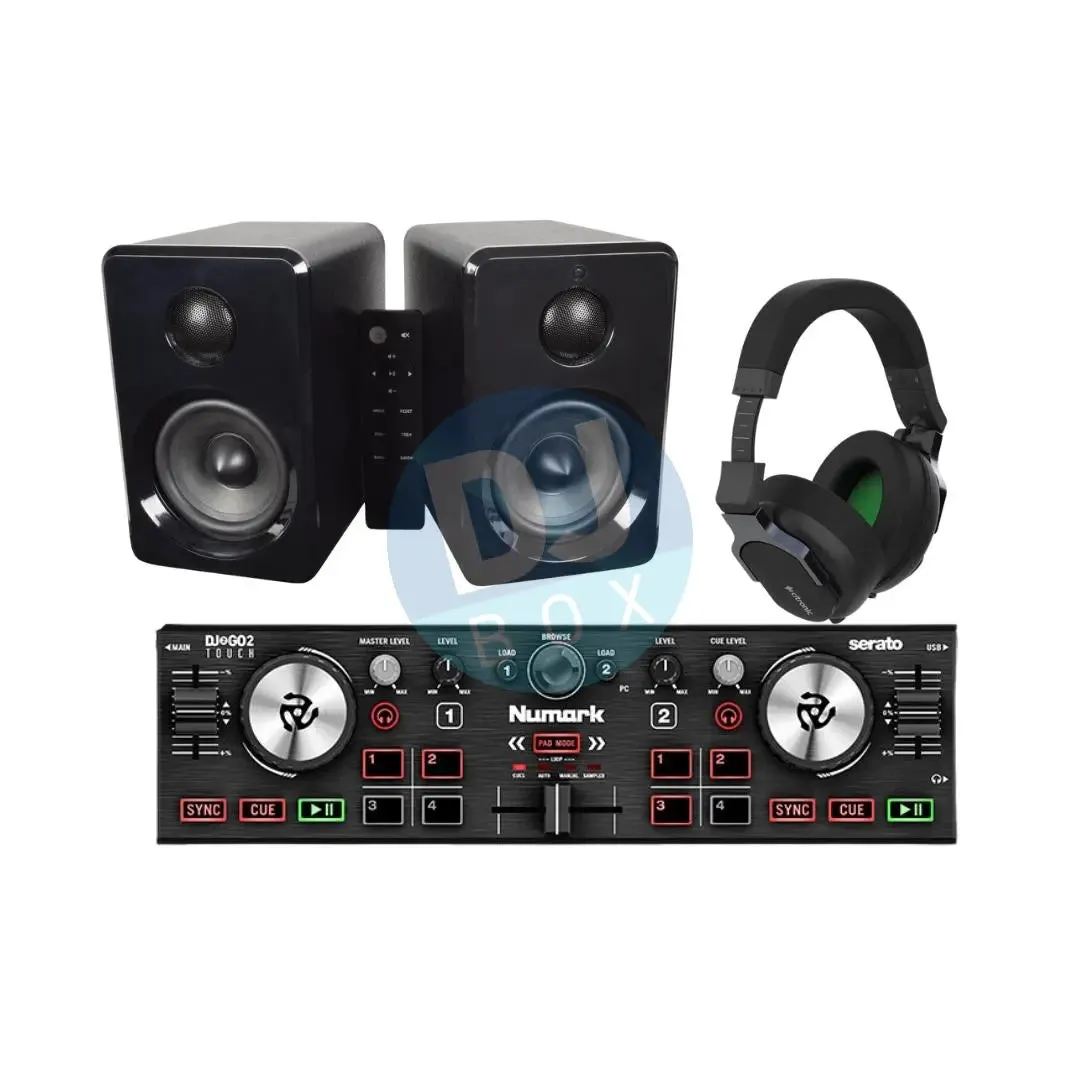 Numark DJ2Go2 Touch AV:Link speakers & Citronic Headphones