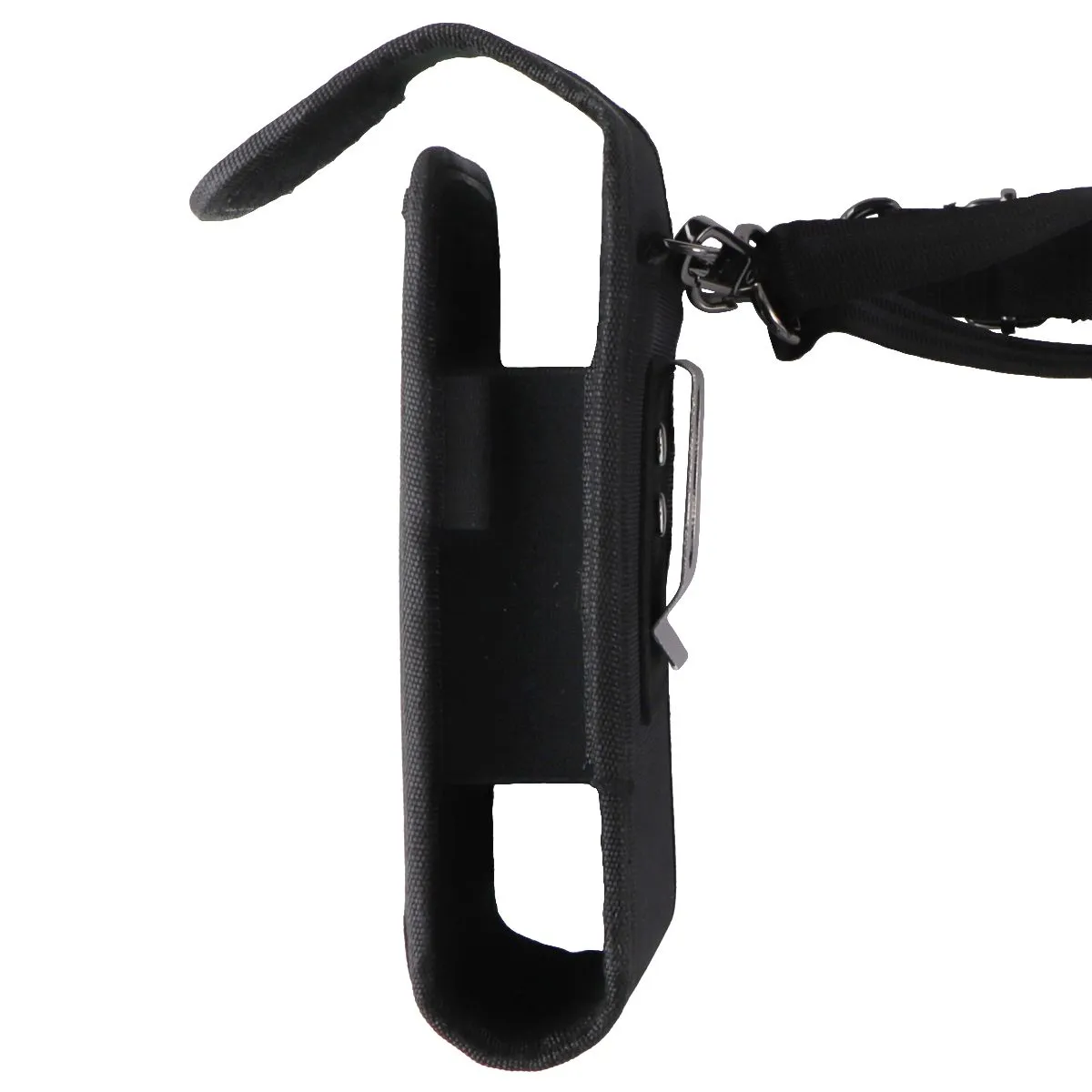 Nylon Pouch Holster Case & Neck Lanyard for Large Size Smartphones & More - Blk